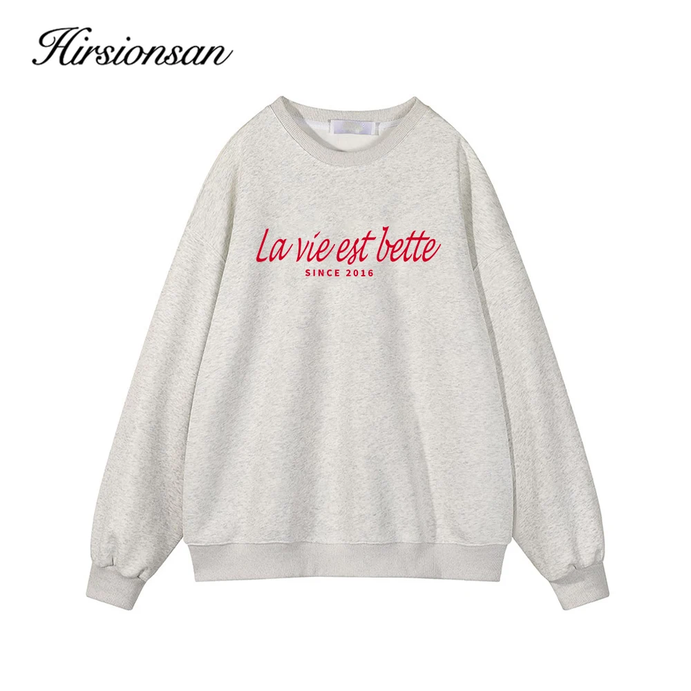 Hirsionsan 2024 New Spring Autumn Casual Red Letter Print Sweatshirt Women Soft O Neck Ladies Vintage Pullovers Tops Y2k