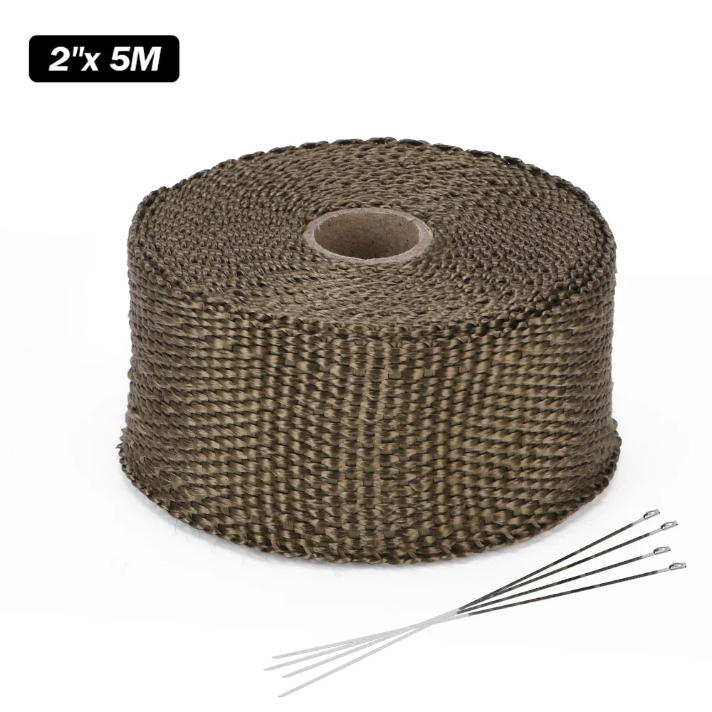 5M/10M/15M Motorcycle Exhaust Thermal Tape Header Heat Wrap Manifold Insulation Roll Resistant with Stainless Ties