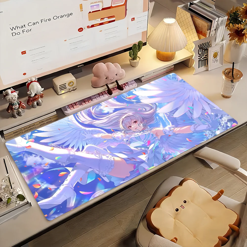 Pretty Anime Cute Angel Girls MousePad Non-slip Locking Edge DeskMat PC Laptop Accessories Rubber Office Keyboard Game