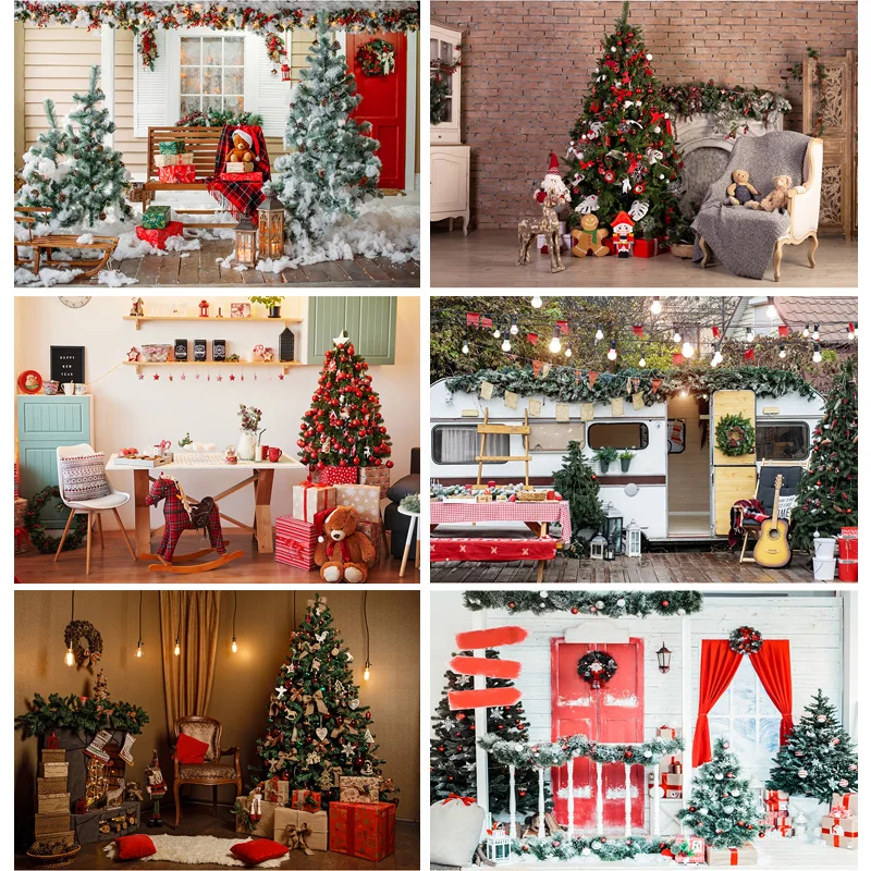 

SHUOZHIKE Christmas Photography Background Indoor Christmas Tree Baby Portrait Backdrops For Photo Studio Props STL-01