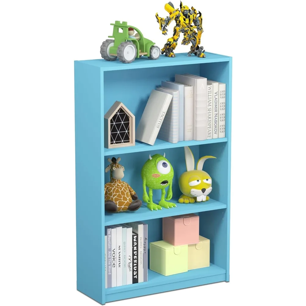 

JAYA Simple Home 3-Tier Adjustable Shelf Bookcase, Light Blue bookshelf