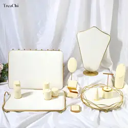 Creative Combination with Jewelry Rack Metal Beige Suede Jewelry Ring Necklace Bracelet Pendant Window Shooting Props