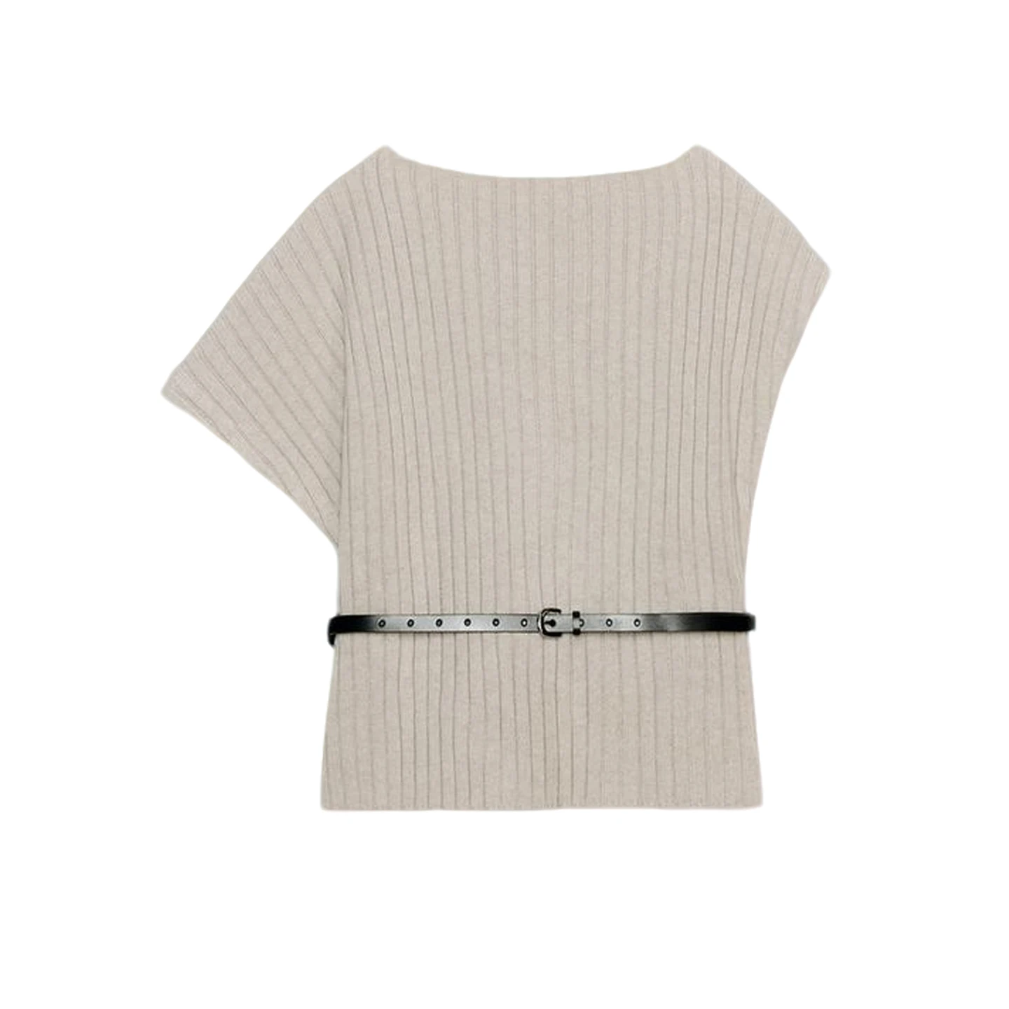 Fall New Women's Simple Asymmetric Belt Top Polyester Fiber Regular Sve Length Overhead Wear China Made Faion Sle