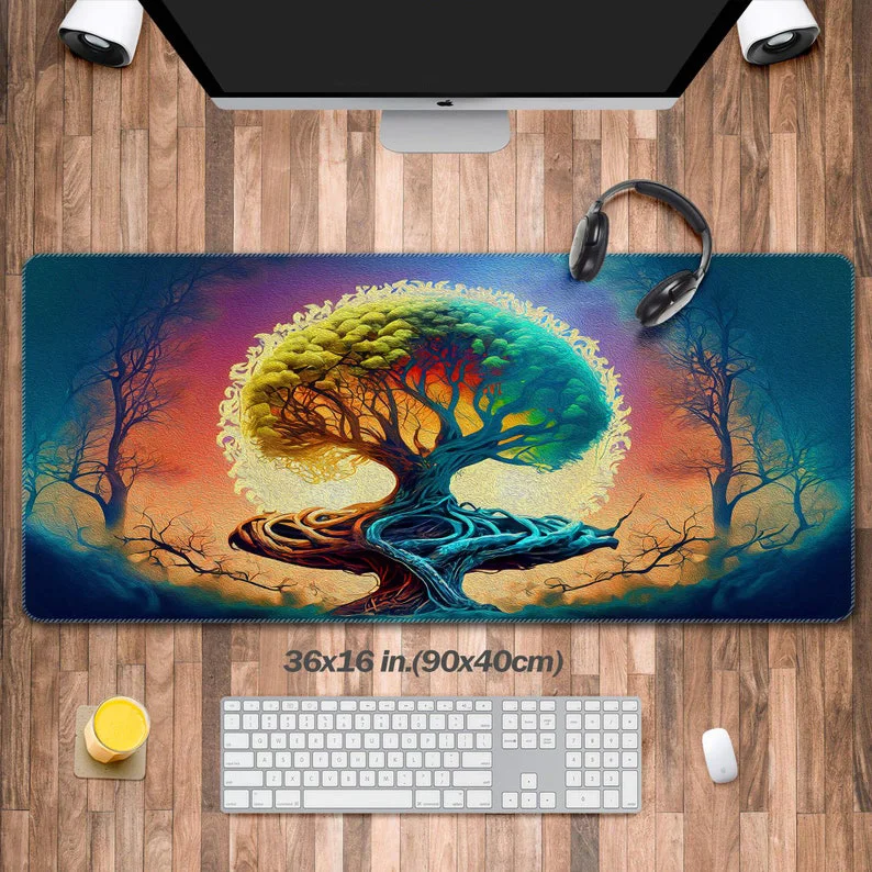 

Tree of Life Desk Mat, Mystic Mouse Pad, Oil Paintings, Cozy Desk Decoration for Workspace, Unique Deskmat,Cute Laptop Mats