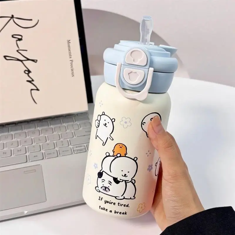 

Portable Insulated Water Bottle Women's Ele Teacher High Capaci Luxury Sensation Cact Cartoon Design Cerc Co...