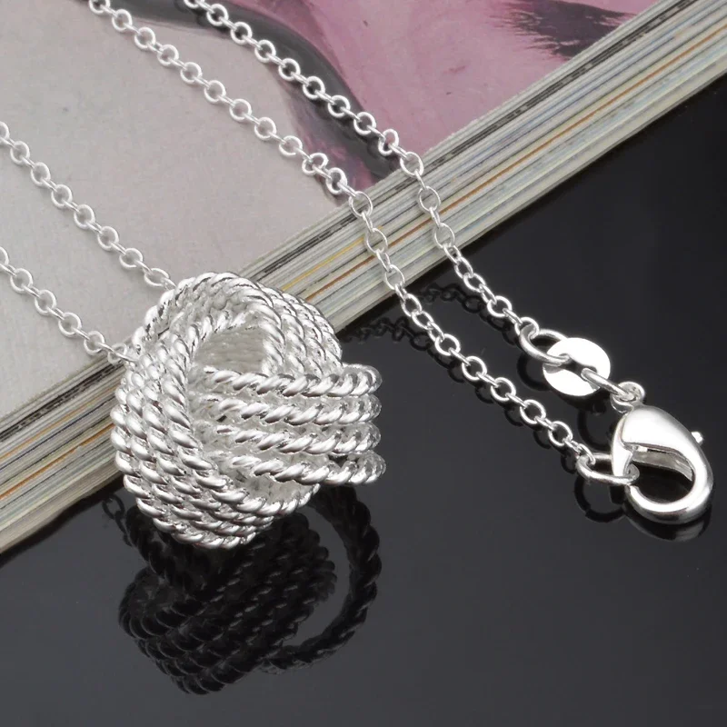 

Trending Products 925 Sterling Silver Charms Weave Ball Pendant Necklace for Women Fashion Party Wedding Gifts Noble Jewelry