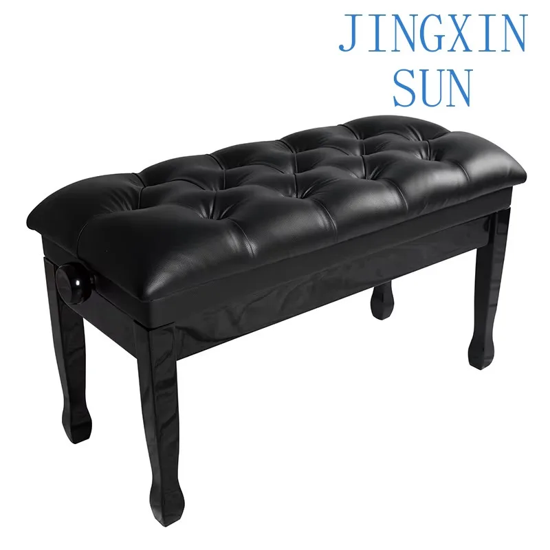 Quality solid wood black leather wooden piano bench adjustable for student electric piano keyboard 83Cm * 37Cm 46-55 Cm