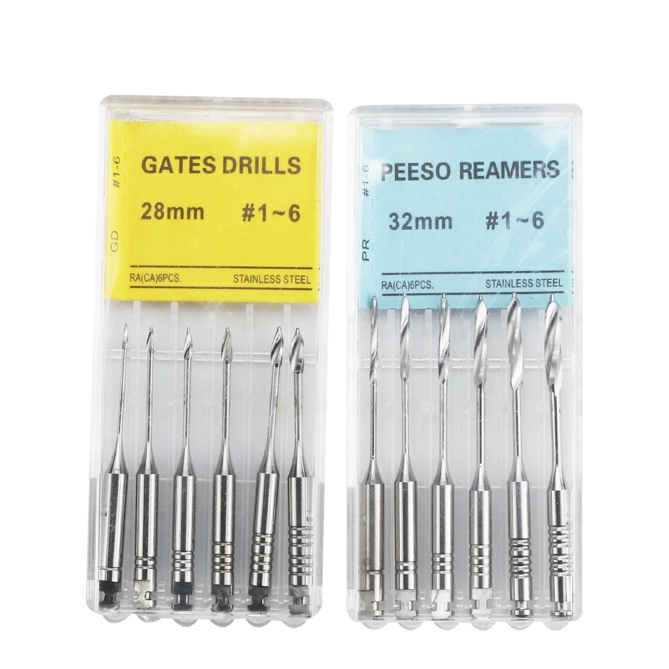 Escariadores de Peeso Dental, brocas endodónticas de 28mm y 32mm, 6 piezas, con limas Endo, materiales para dentistas, 1 paquete