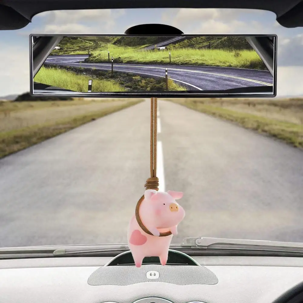 Fun Driving Accessory Playful Eye-catching Car Decor 2pcs Cute Pig Rearview Mirror Hanging Pendants for A Fun Driving Experience