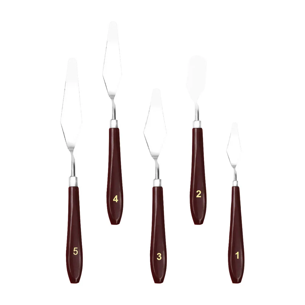 5 قطع من ملاعق الرسم الزيتي المصنوعة من الفولاذ المقاوم للصدأ مجموعة أدوات خلط الألوان للمدرسة والاستخدام الاحترافي وملعقة الرسم الزيتي #2