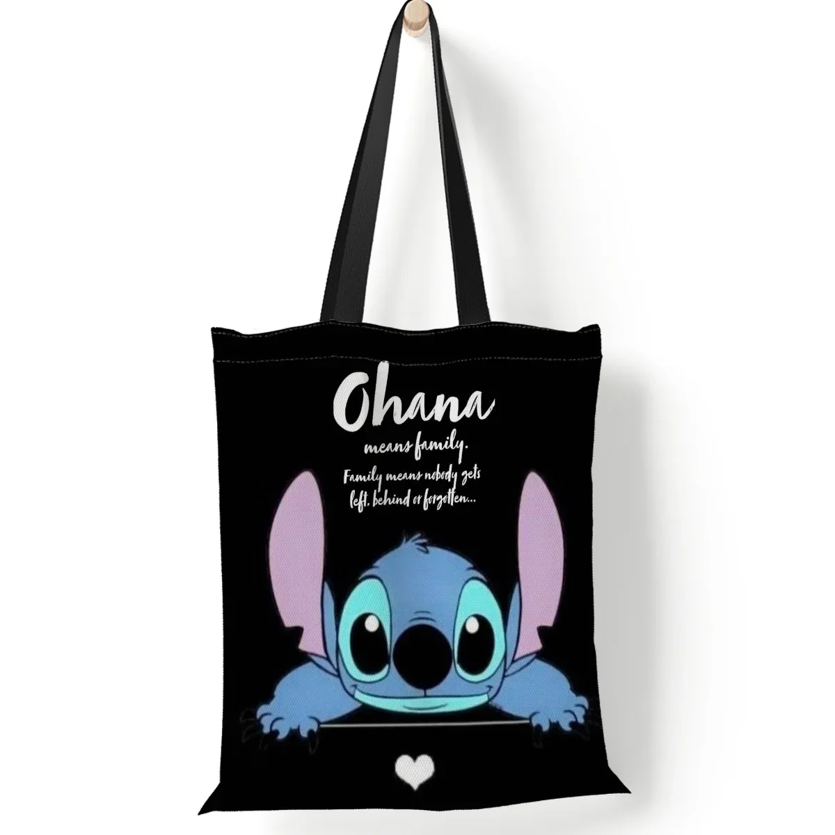 Disney Lilo & Stitch Series Female Shoulder Bag Girl Cartoon Cute Print Casual All-match Canvas Tote Bag Travel Shopping Bag