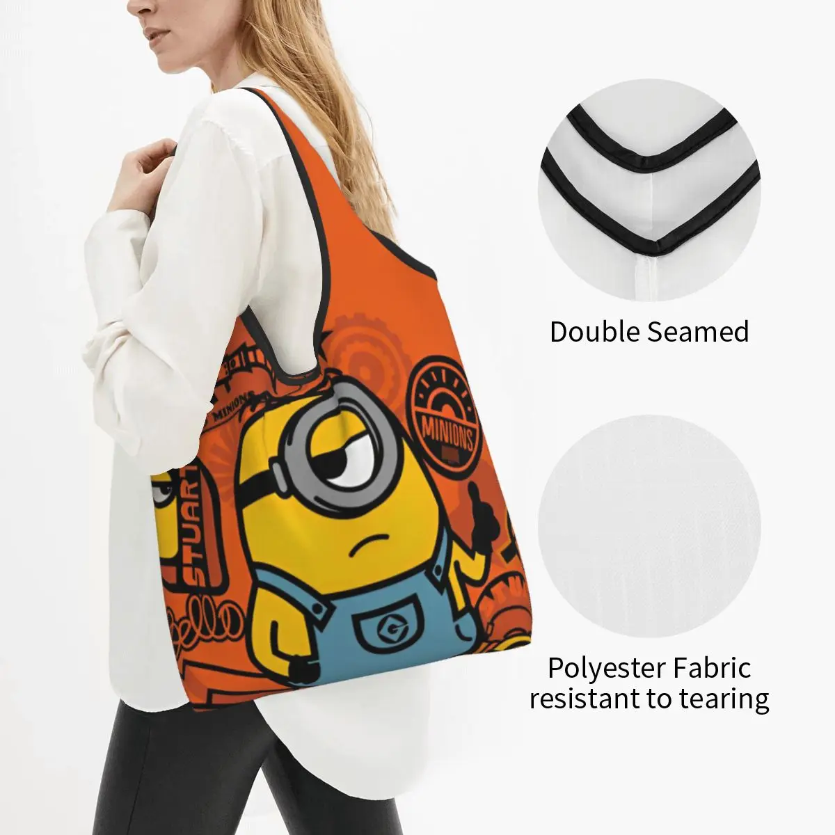   Walking Minions Shopper Bag Halloween Leisure Handbags Cloth Beach Tote Bag Ladies Graphic Beach Bag