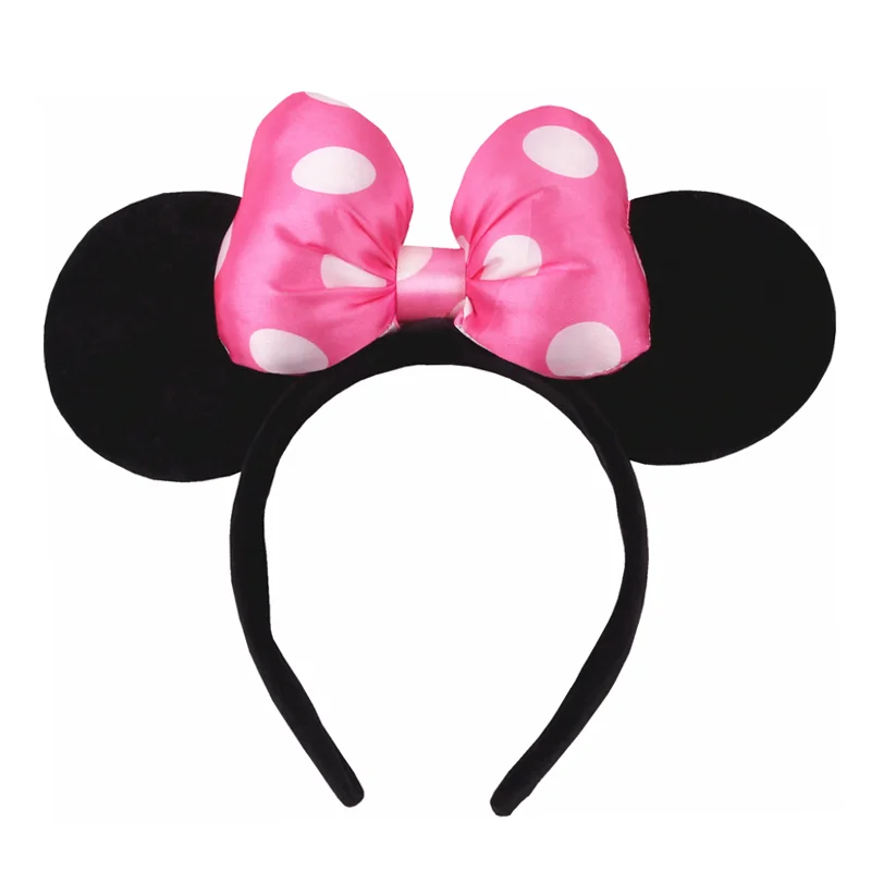 Big Size Classic DOT Bow Minnie Mouse Ears Headband Women Party Girl Hairband Hot Festival Disney Park Trip DIY Hair Accessories