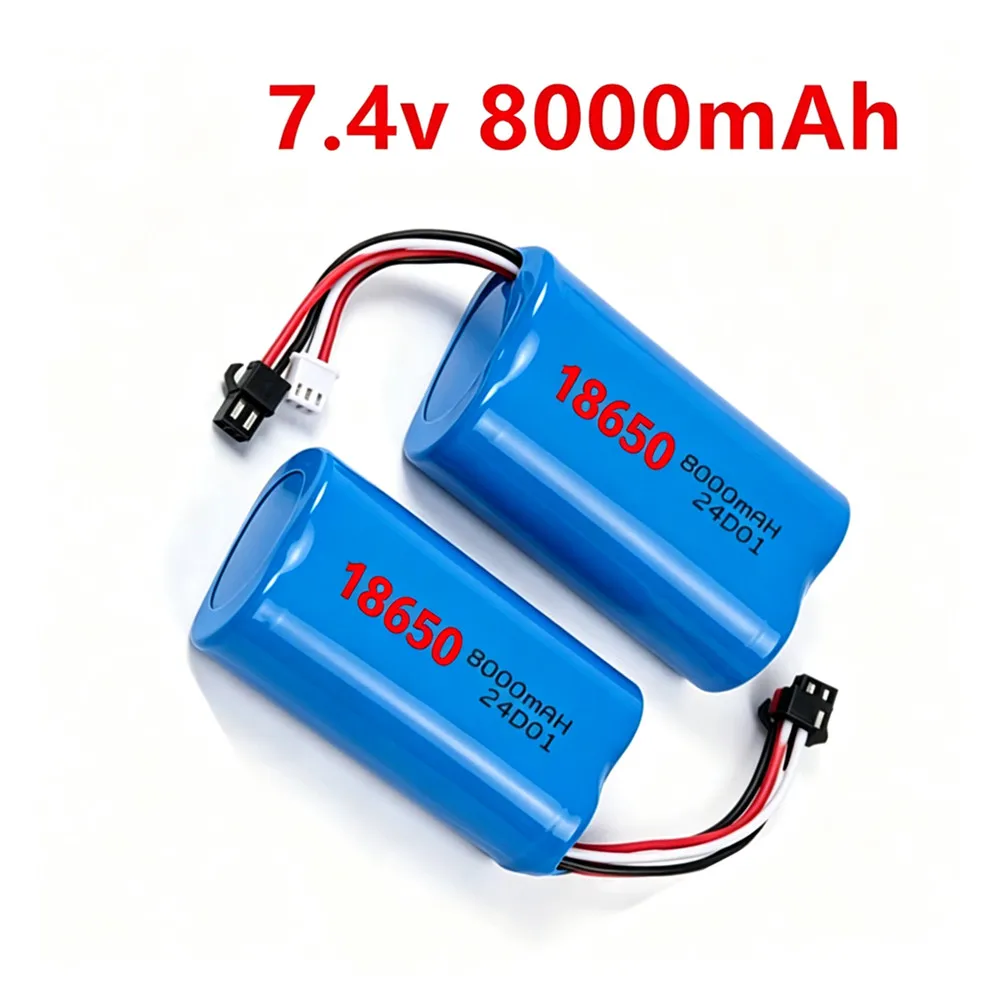 18650 Li-ion Battery 7.4V 8000mAh SM-2P for WPL MN99S D90 U12A S033g Q1 H101 Rc Boats Cars , Upgrade 3000mAh 7.4 v Bateria