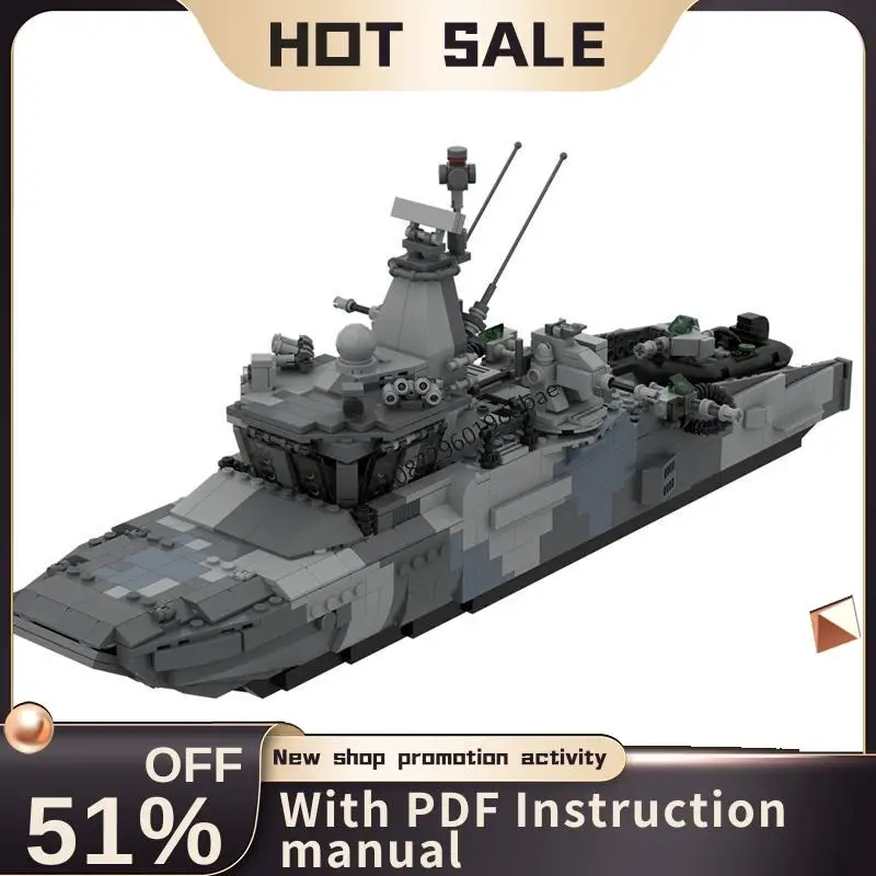 New 1309Pcs Moc Military Weapons Landing Craft Model Building Blocks Technology Diy Assembly Children's Toys Boys Holiday Gifts
