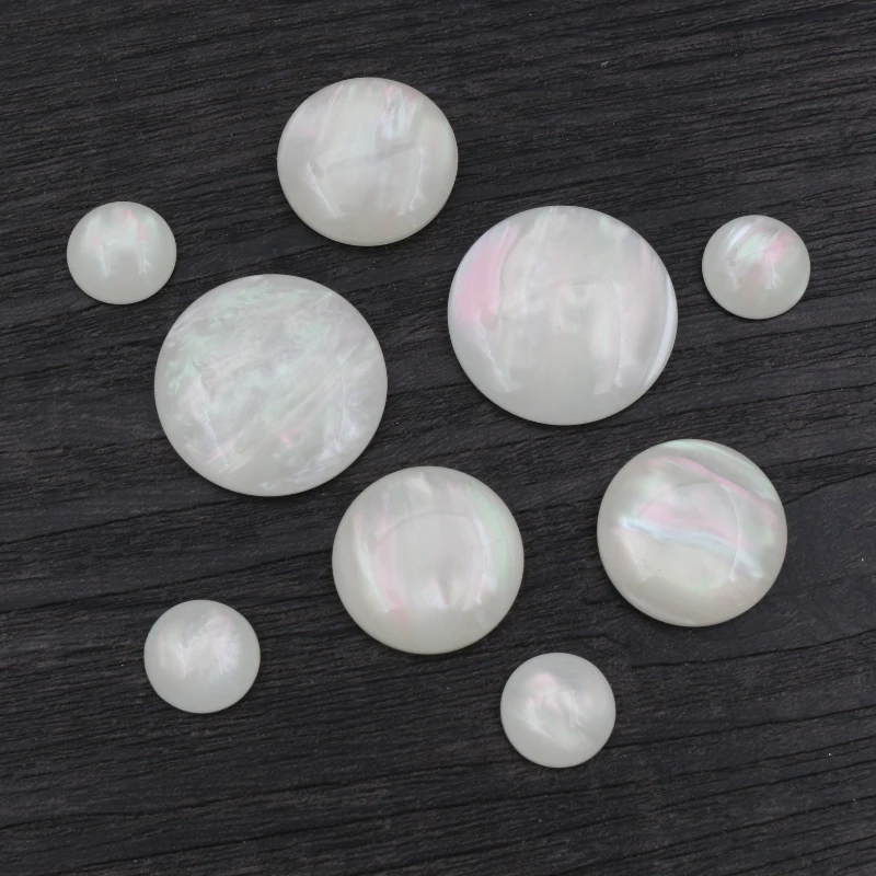 New Fashion 12mm 20mm 25mm White Shell Color Flat Back Resin Cabochons Cameo DIY Jewelry Making Accessories