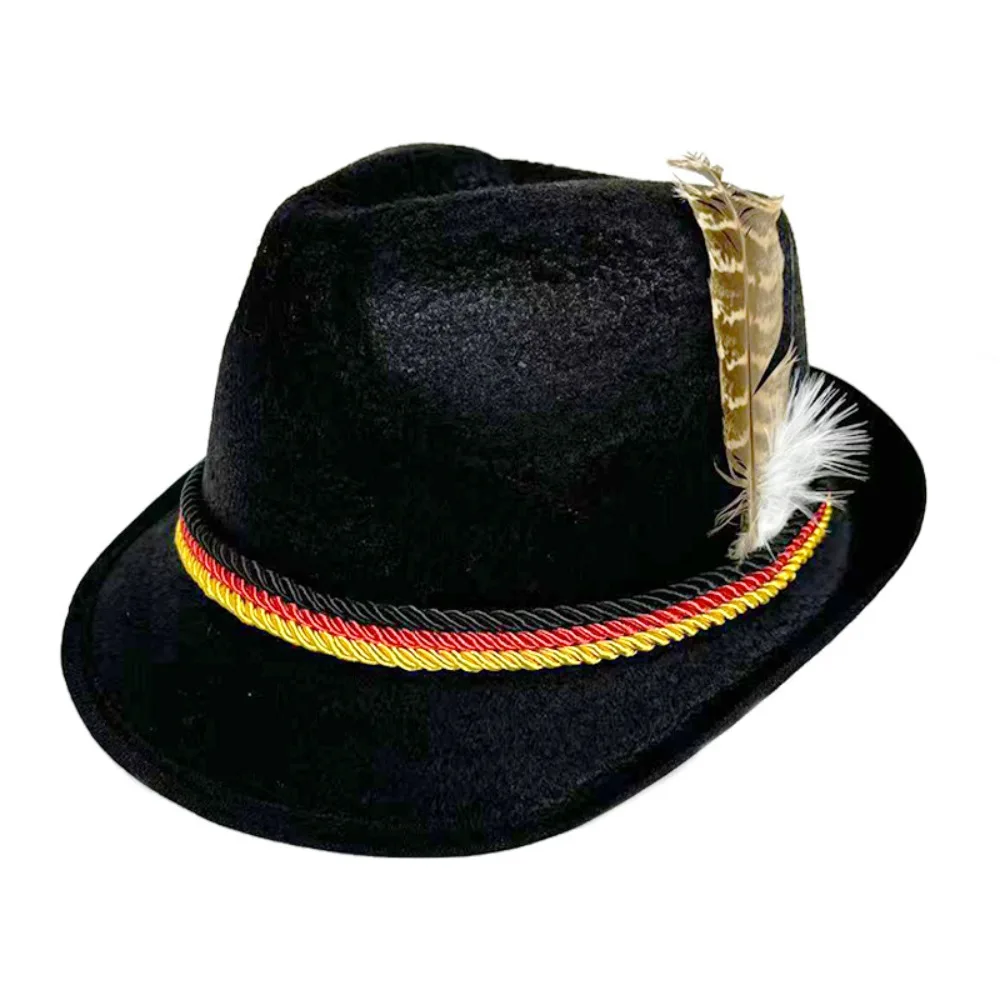 Fashion Dress Up Oktoberfest Hat Fedora Hat Bavarian Feather Decors Hat Jazz Panama Costume Cosplay Cap Men Women