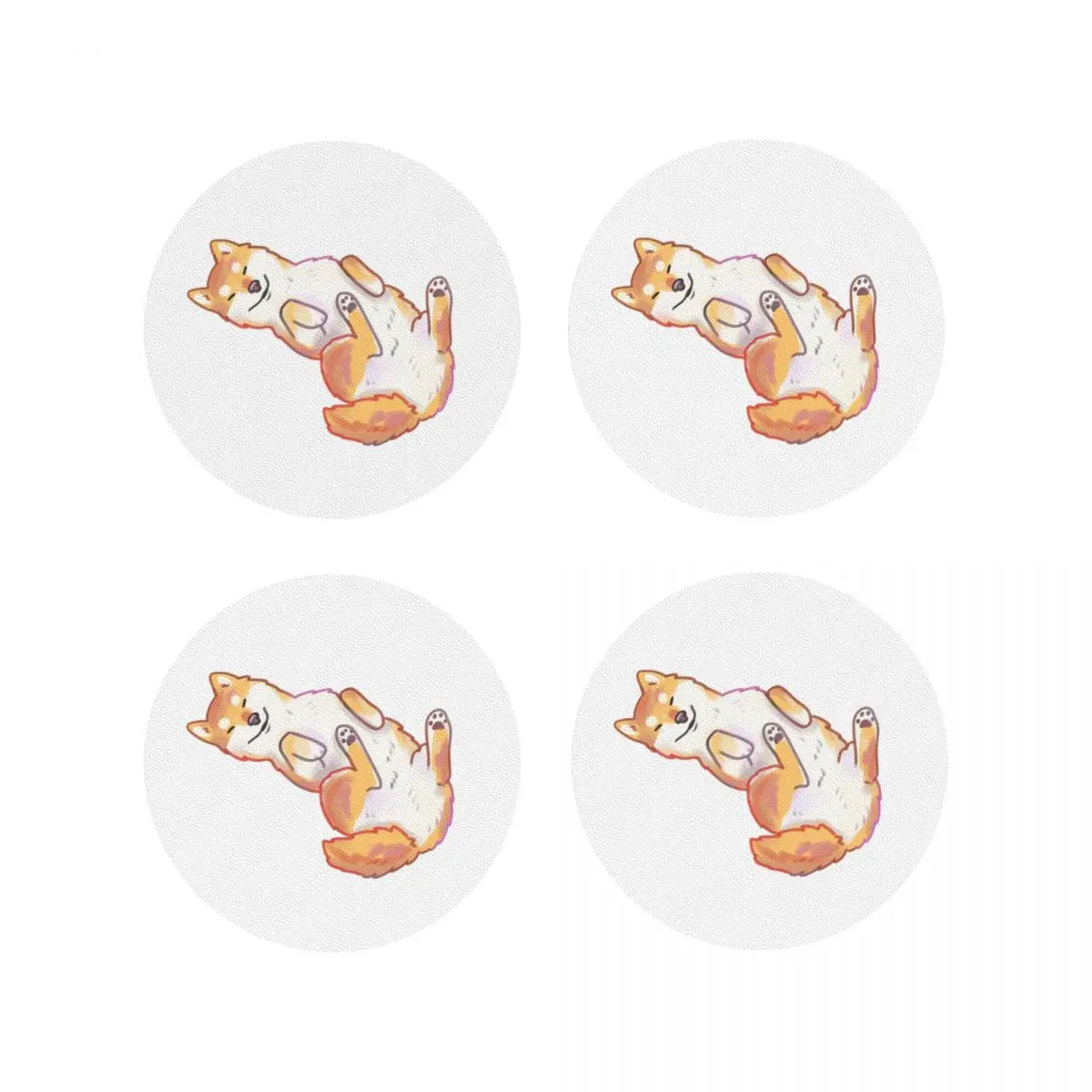 Shiba Inu Dog Drawing Coasters Kitchen Placemats Non-slip Insulation Cup Coffee Mats For Decor Home Tableware Pads Set of 4
