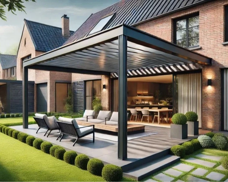 Customized Factory Canopy Motorized Adjustable Louver Roof Bioclimatic Aluminum Pergola Sun Shelter Waterproof Outdoor Furniture