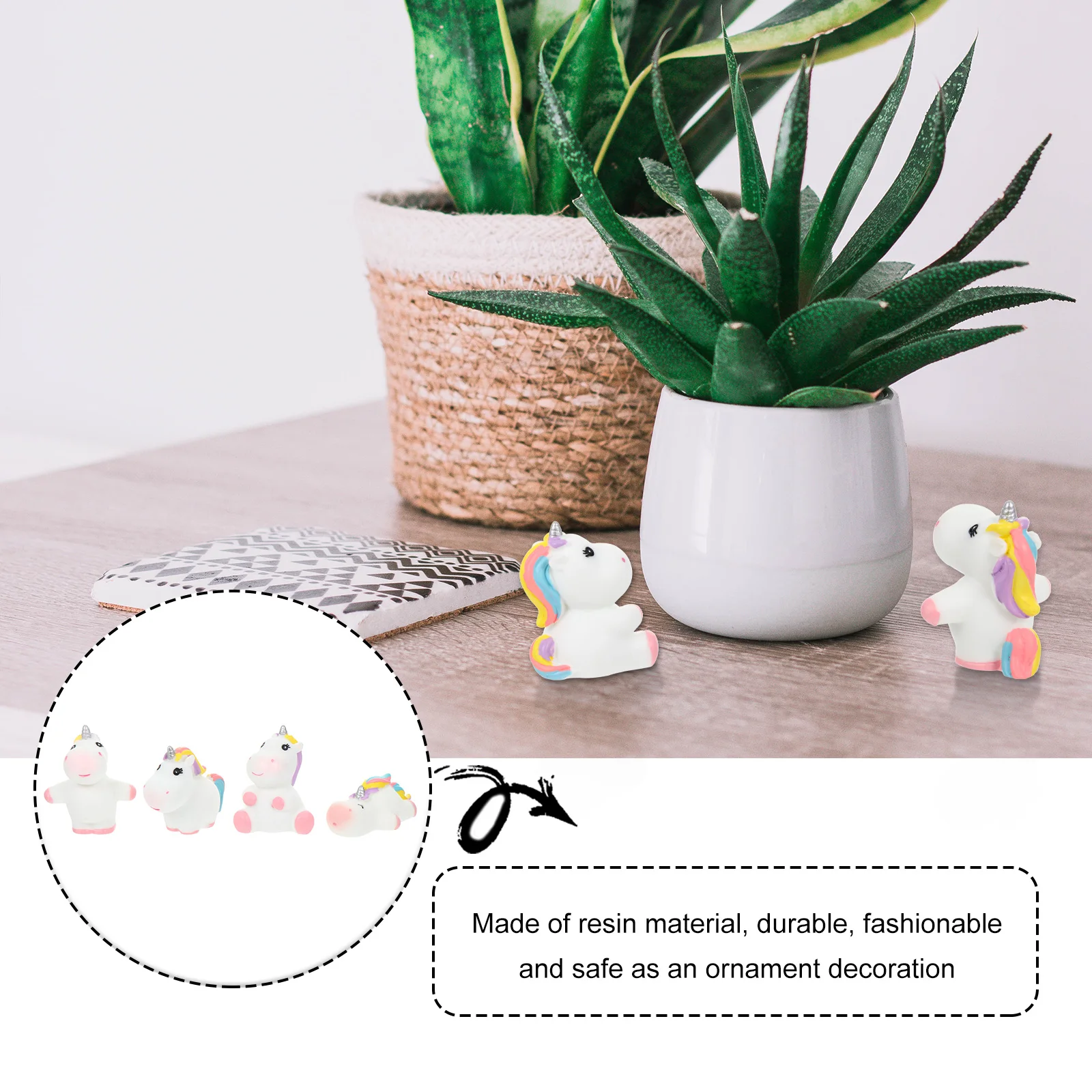 

4 Pcs Mini Unicorn naments Resin Durable Decoration Garden House Festival Gift Planter Statue Sculpture