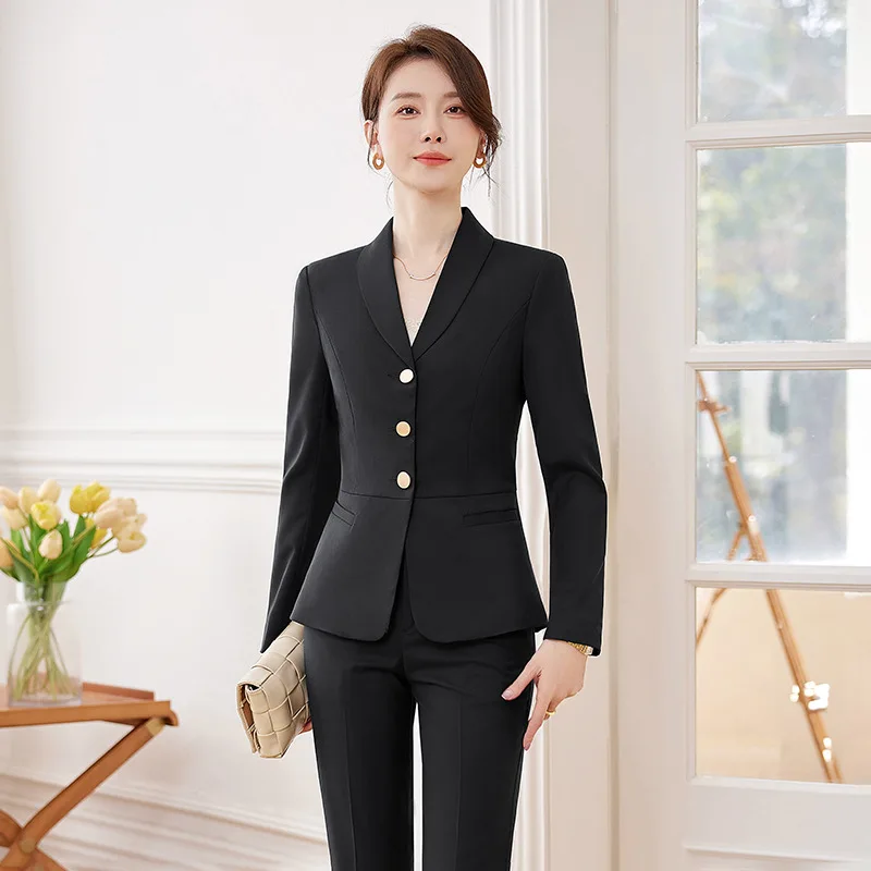 Suit Women's Spring and Autumn Temperament Goddess Style High-Grade Business Wear Front Desk Hotel Commuting Formal Suit Work Cl