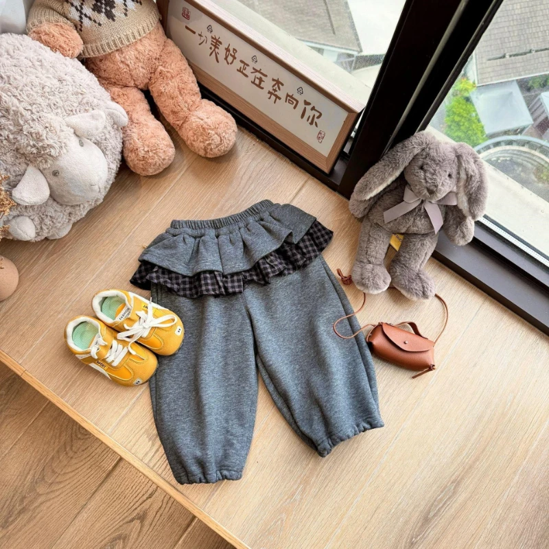 طقم هوديي شتوي للفتيات، بلوفر وسروال من القطيفة بطباعة كرتونية للأطفال، بلوزة فضفاضة