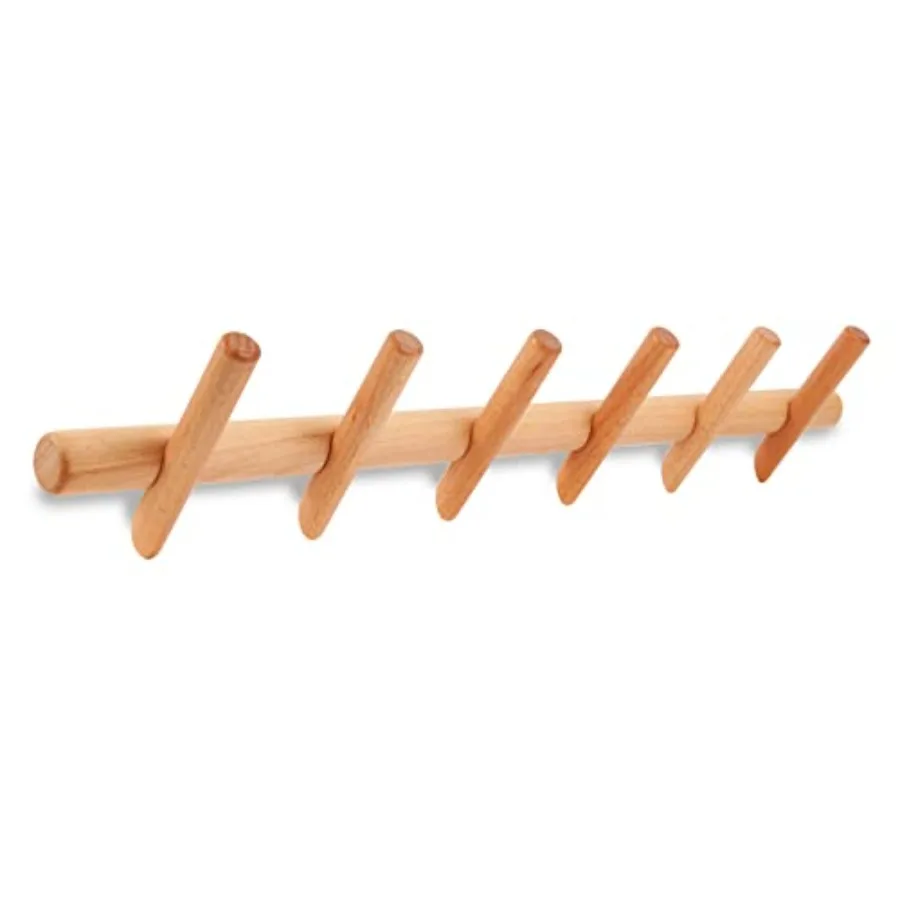 

Modern Wood Coat and Hat Rack - Wall Mounted - Peg - Stylish Natural Smooth