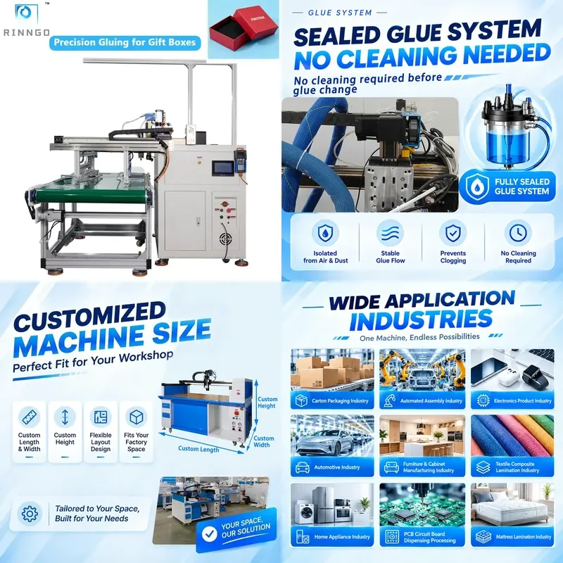 for RINNGO Custom Conveyor Online Glue Machine Removable Four Axis Glue Applicator Numerical Control Hot Melt Adhesive