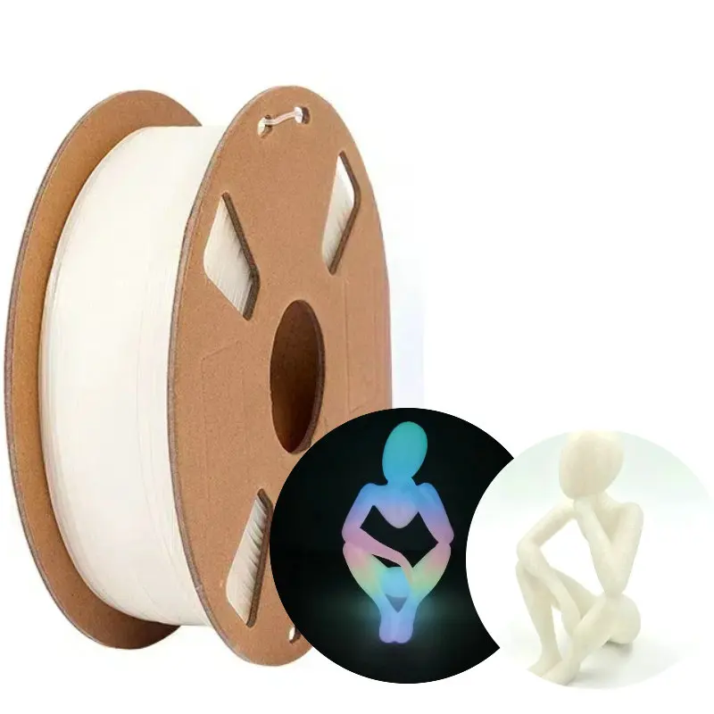 

Zebot Glow-in-the-Dark Rainbow PLA Filament - UV Reactive, Color Shift Every 393.7-472.44inch, White by Day & Multicolor Night L