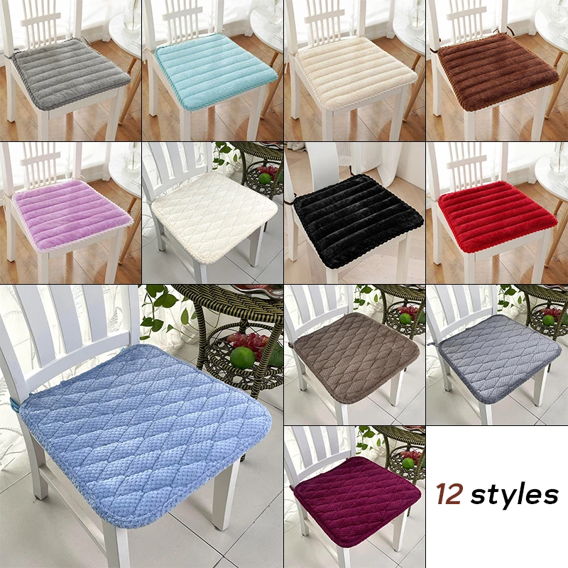 

Solid Color Chair Pad Plush Chair Cushion Trapezoidal Shape Chair With Adjustable Straps For Dining Office Chairs For Home