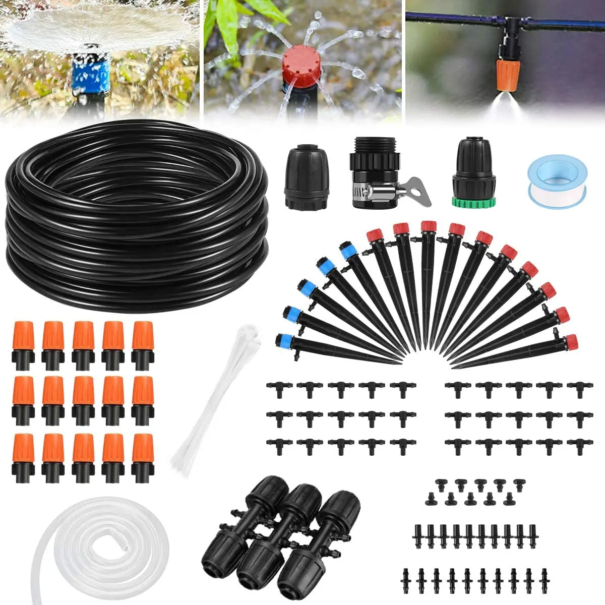 

Garden Drip Irrigation Mist Cooling Automatic Irrigation Micro Mist Spray Cooling System Misting Garden Watering Fog Nozzles Kit