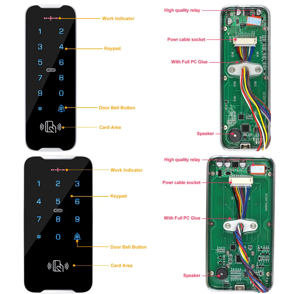 YiToo IP68 Полностью Водонепроницаемый RFID Клавиатура Контроля Доступа Металлический Корпус RFID Контроллер Сенсорный Экран Дверной Замок