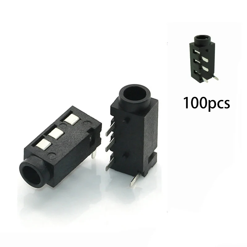 100Pcs 3.5mm Female Audio Connector 4 Pin DIP Headphone Jack Socket