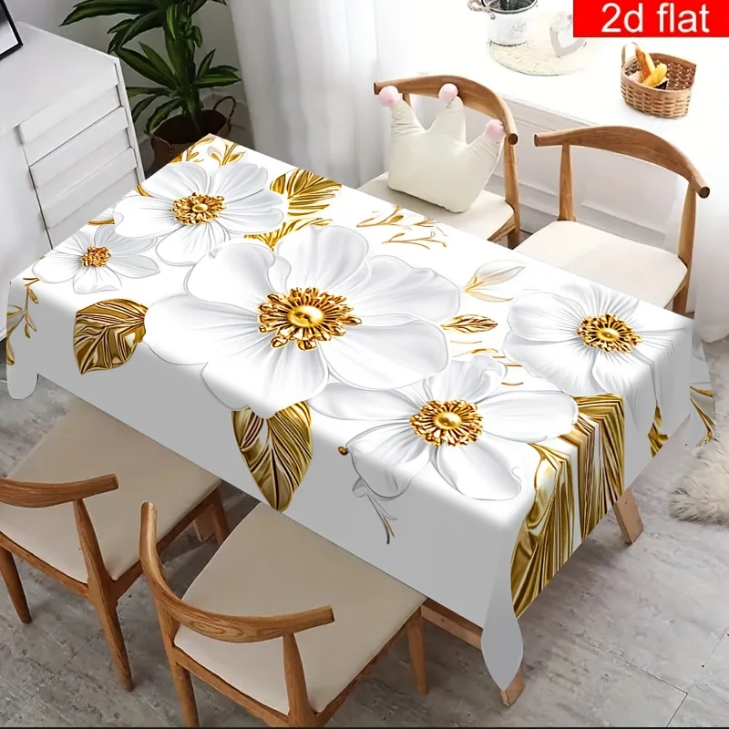 One 2D flat piece, elegant and modern art tablecloth, durable polyester rectangular table cover.PMJ