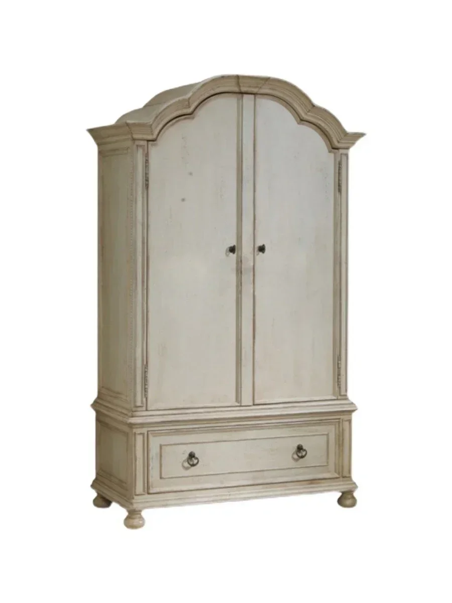 

Эстетический французский шкаф из массива дерева в американской сельской местности, винтажный шкаф из белого дуба с двойной дверью