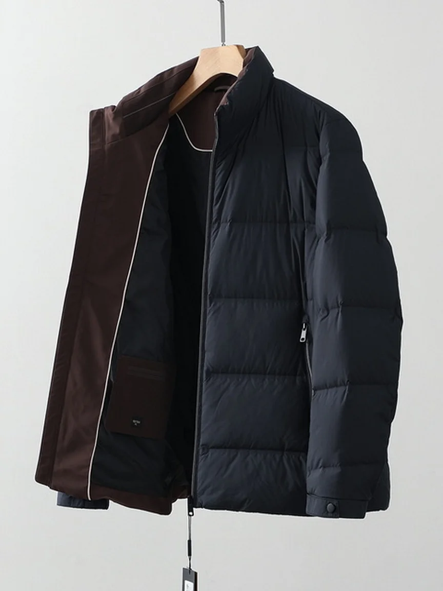 

Мужская повседневная свободная пуховая куртка с воротником-стойкой, ветрозащитная, водонепроницаемая, теплая, для активного отдыха и поездок на работу, новая модель, пуховик для зимы