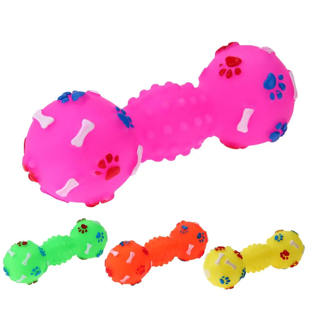 Pet Chew Toys Pet TPR Set Interactive Playing Funny Molar Dumbbell Shape Dog Squeaky Sound Puppy Molar Bite Cleaning Teeth