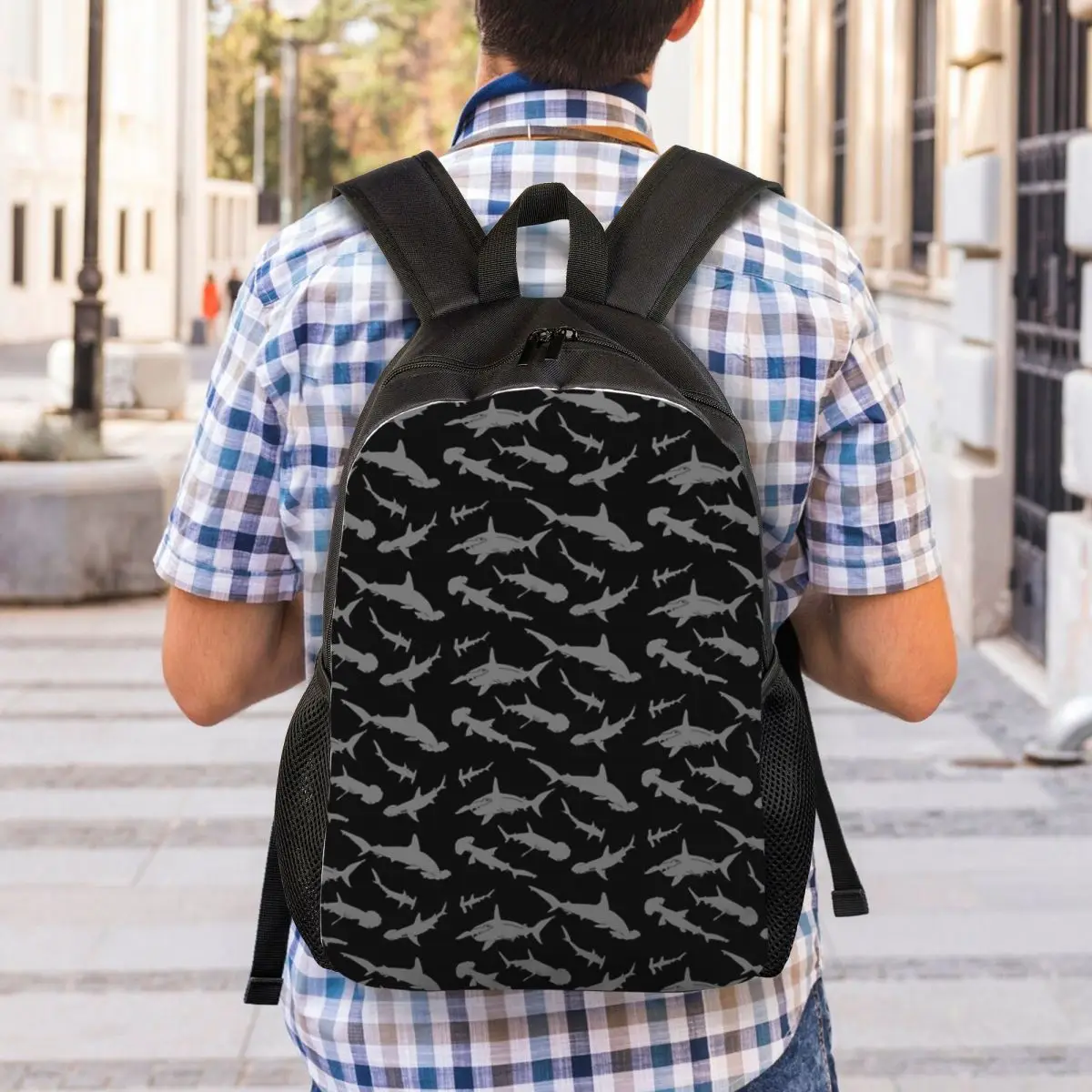 Hammerhead Shark Pack Pattern Backpack Student Boys Girls BookBag School Bag Laptop Shoulder Bags