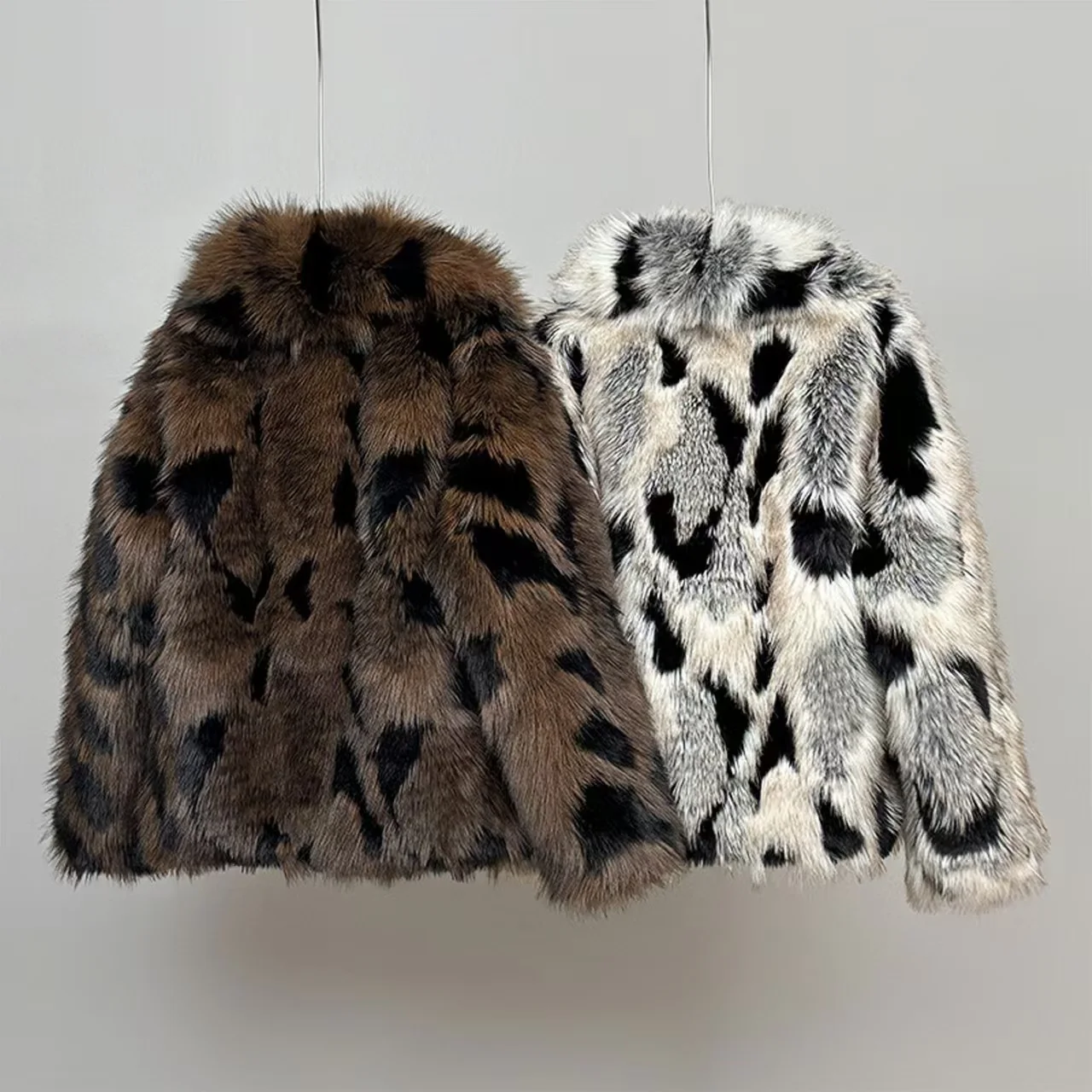 Women's Leopard Print Jacket Warm Turn-down Collar Short Coat European Style for Cold Weather