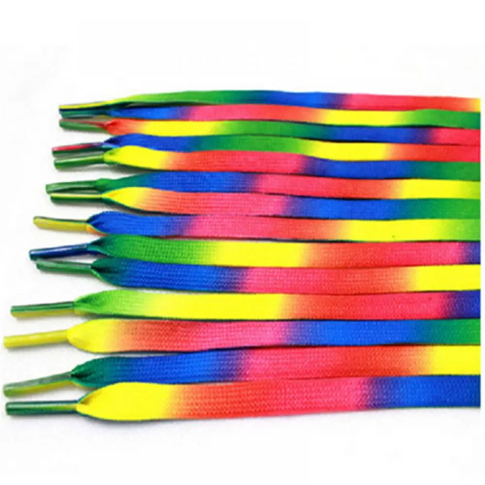 1 Pair Flat Rainbow Shoelaces for Sneakers AJ1 Shoelace High-top Canvas Casual Shoe Laces No Elasticity Shoestrings Men Women