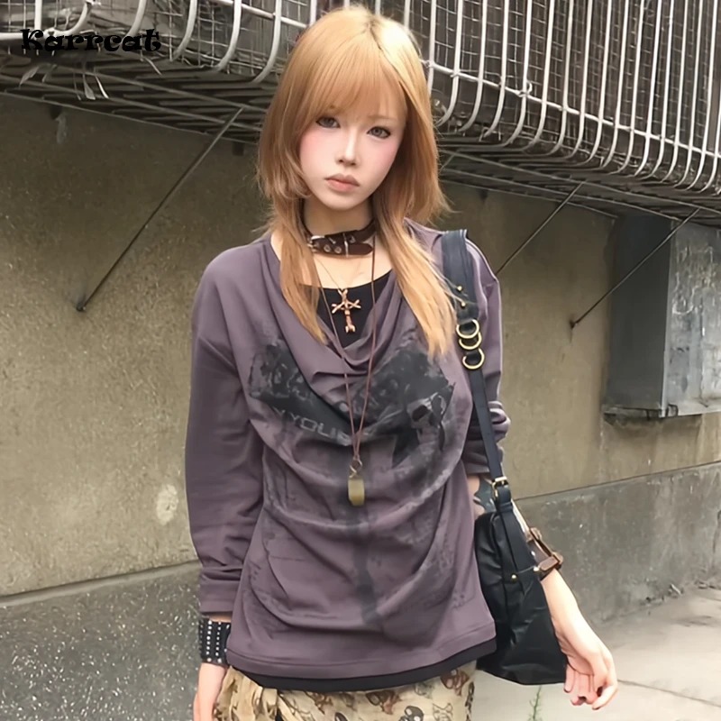 

Y2k Crop Tops Vintage Letter Print T Shirt American Retro SubCulture Punk Slim T-shirt Top Trend Women Gothic Grunge White Tees