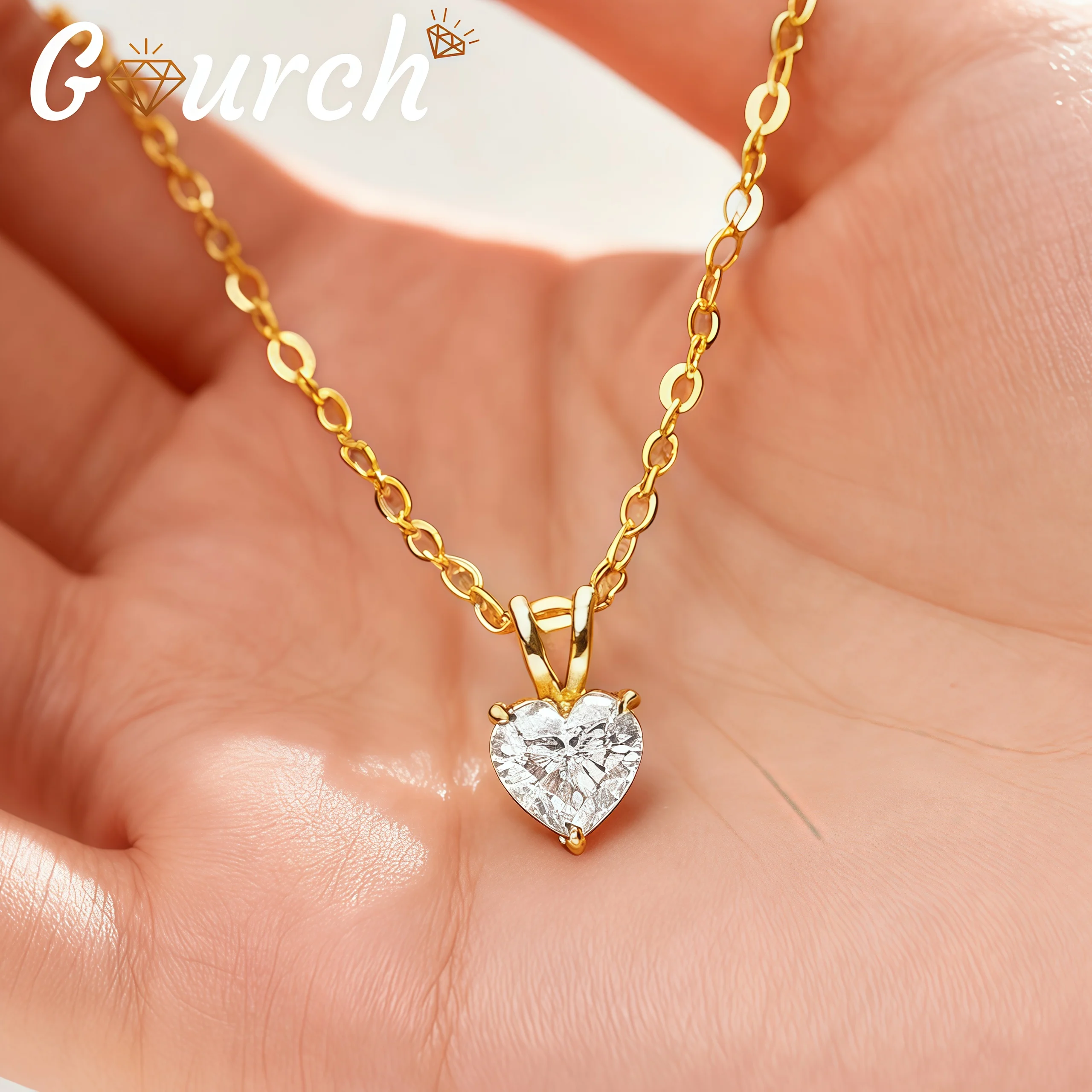 

Элегантное ожерелье с подвеской из муассанита в форме сердца Gourch 1 карат, серебро 925 пробы, подарок на годовщину, день рождения для женщин, изящная роскошь