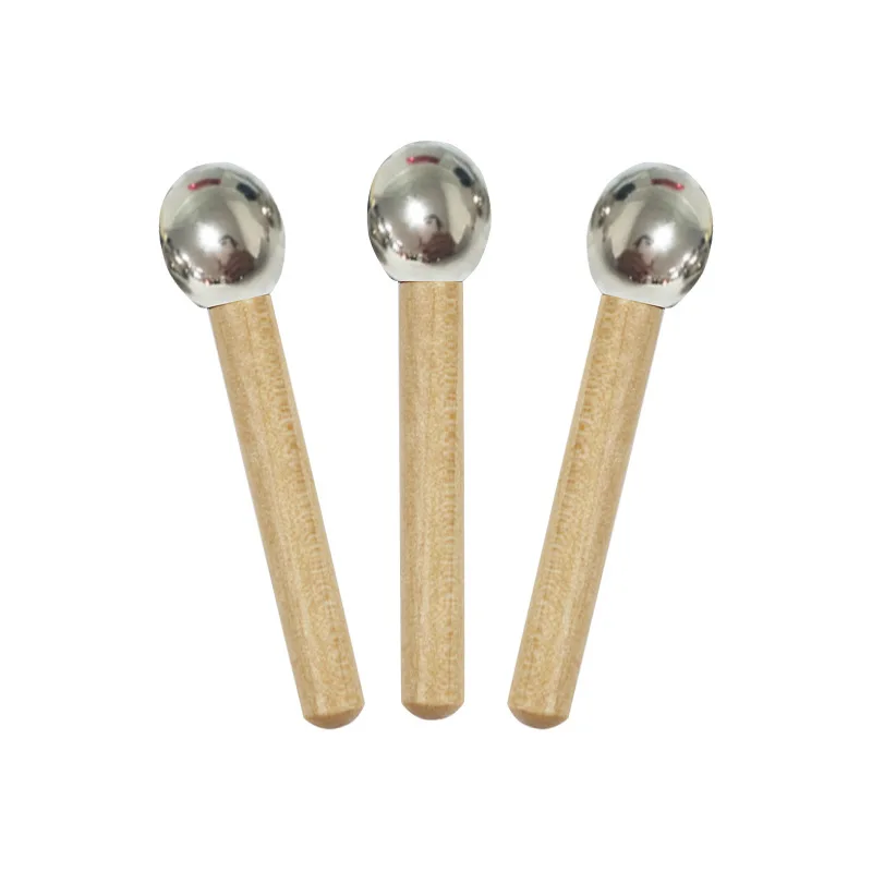 Wood handle Metal Mini Eye Roller Massage Stick Cosmetic Face Mask spatulas Beauty scoop Applicators steel Facial care tools