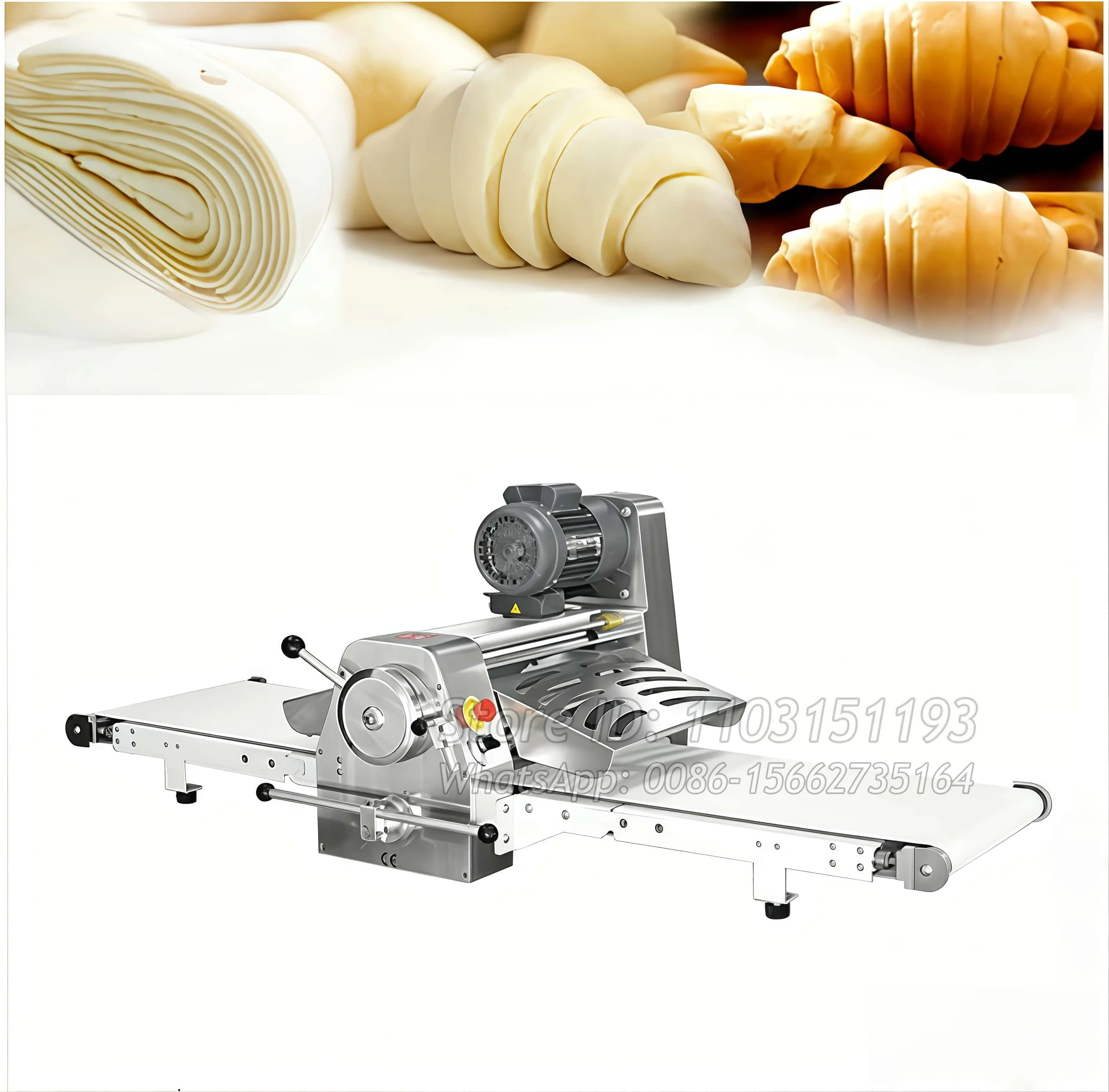 Portable 520mm Automatic Commercial Electric Reversible Folding Desktop Table Top Croissant Dough Sheeter Machine