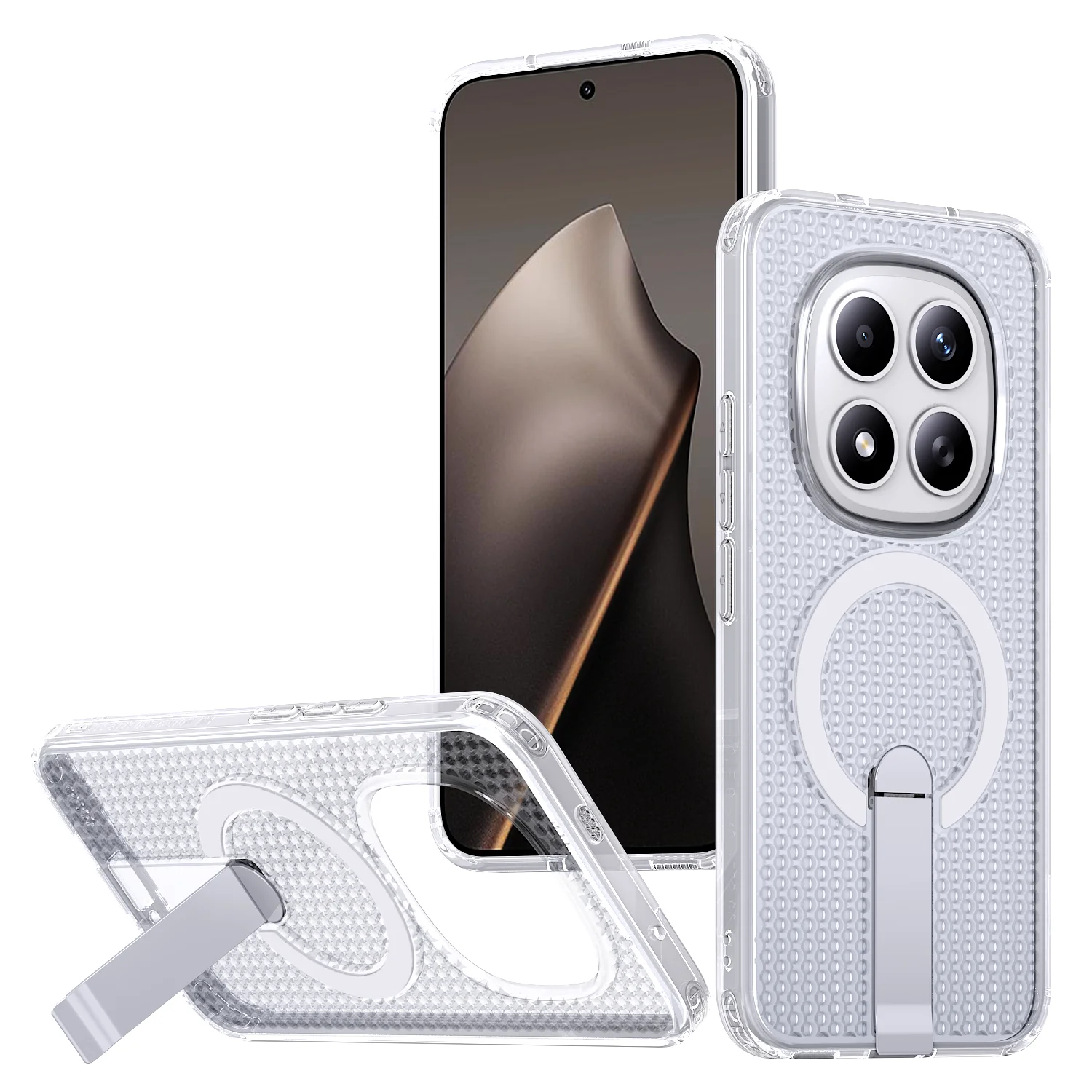 Handyhülle für Xiaomi Redmi Note 14 15 Pro Plus Note 15 14 4G mit Magsafe Magnetständer, Wärmeableitung und Panzerschutz