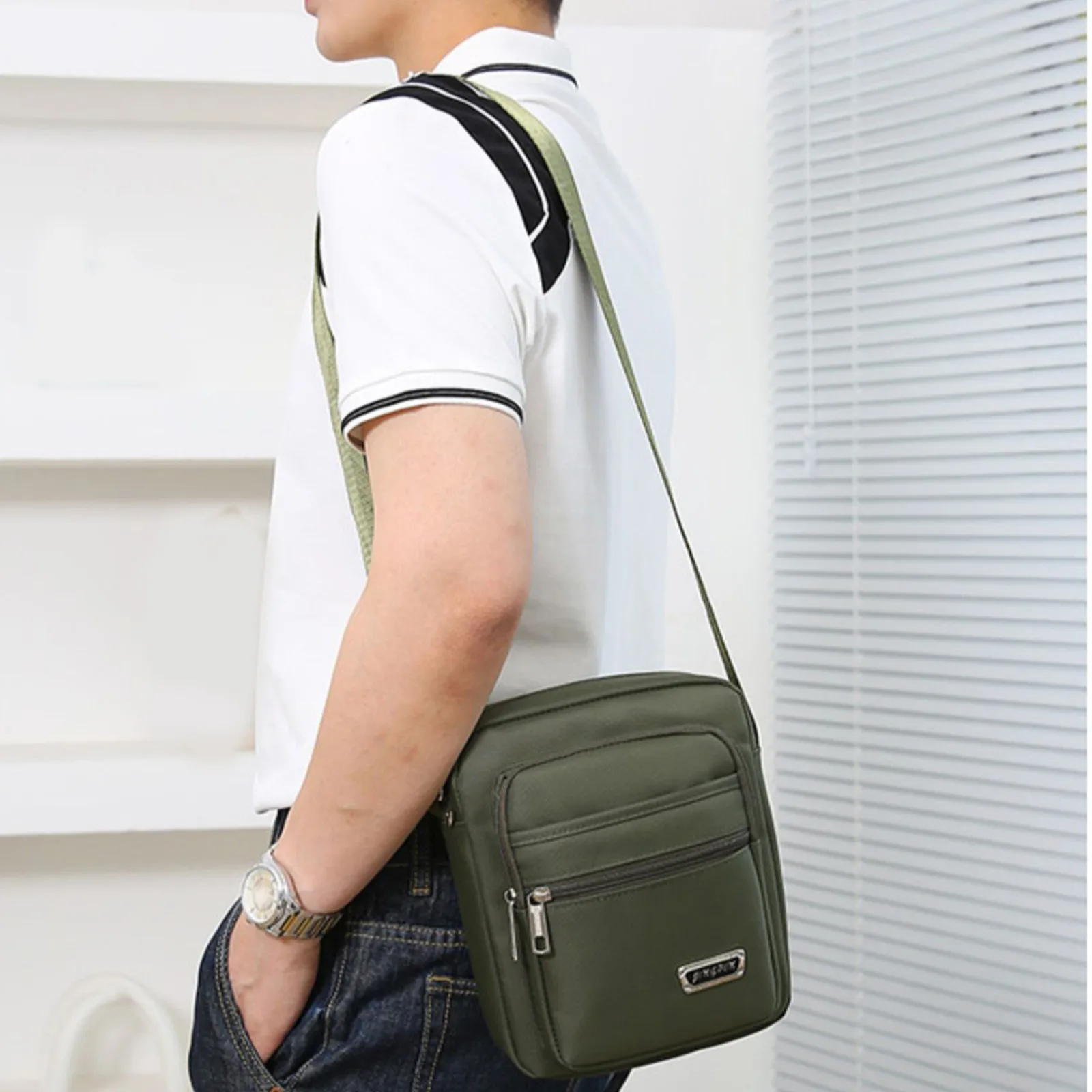 Six Layer Zipper Waterproof Single Shoulder Messenger Bag Business Bag Wallet