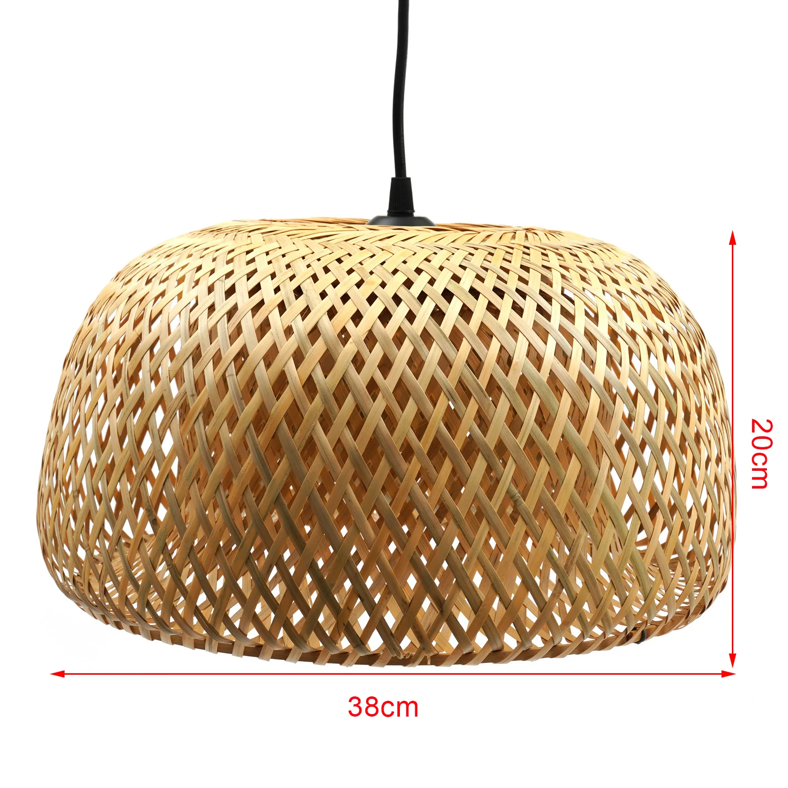 Bamboo Wicker Rattan Shade Pendant Light Fixture Rustic Vintage Hanging Lamp LED Does Not Include Light Bulb