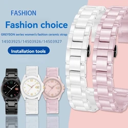 For COACH GREYSON series 14503925 14503926 Ceramic Watch Strap Men Women Bracelet Pink Ceramics Chain 12mm 14mm 16mm 18mm 20mm