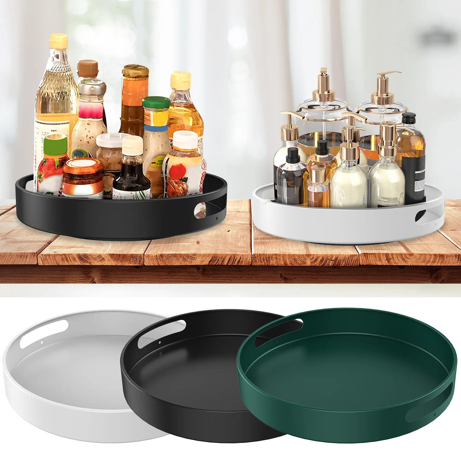 360 Degree Rotating Cabinet Organizer Turntable Organizer Carbon Steel Rotating Spice Rack Lazy Susan Turntable Storage Rack