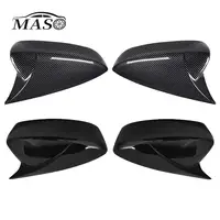 2 uds negro brillante/fibra de carbono puerta lateral del coche cubierta de espejo retrovisor pegatina embellecedora para Mazda 3 Axela 2020 2021 2022